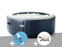 Kit spa gonflable Intex PureSpa Blue Navy rond Bulles 4 places + Kit d'entretien + Aspirateur