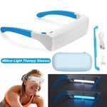 2in1 Blue&White Light Therapy Glasses SAD Lamp Portable Help Sleep Relief Mood