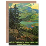 Travel Adirondack Mountains Lake Placid Usa Tree Greetings Card Plus Envelope Blank inside