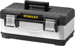 STANLEY Galvanised Toolbox with Heavy Duty Metal Hinge, Portable Tote Tray for 