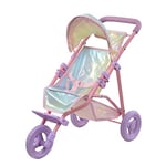 Olivia's Little World by Teamson Kids Magical Dreamland Baby Doll Pram Pushchair Jogging Stroller Toy with Storage for Dolls, Multicolour Iridescent OL-00016