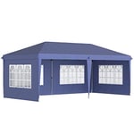 Outsunny Tonnelle Pop-up Pliante - Tente de réception - 3 x 6 m - pavillon chapiteau Barnum - 3 cotés démontables - piquets d'ancrage au Sol + Sac de Transport Inclus Bleu