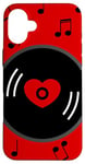 Coque pour iPhone 16 Plus notes de musique disque vinyle album coeur rouge valentines vintage