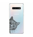 Coque Galaxy S10e chat doodling noir transparente