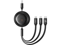 3-In-1 Baseus Free2draw Usb To M+L+C 100W Cable, 1.1 M (Black)