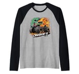 crushing it" since 2017 Monster Truck Fans Kids and Adults Raglan Baseball Tee