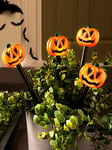 Heaven Sends Set Of 4 Solar Powered Pumpkin Stake Outdoor Halloween Lights