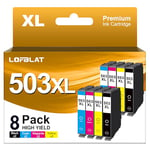 LOFBLAT 503XL 503 XL Cartouches d'encre compatibles pour Epson 503XL pour Epson Expression Home XP-5200 XP-5205 XP5200 Workforce WF-2960DWF WF-2965DWF WF-2960 WF-2965 (Noir Cyan Magenta Jaune,8-Pack)