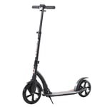 HOMCOM Foldable Kick Scooter with Double Shock Absorption and Big Wheels, Height Adjustable Aluminium Frame Big Wheel Scooter for 14+ Teens Adult - Black