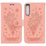 Yhteensopiva Sony Xperia 10 Iv -lompakkokotelon kanssa Flip Pu Nahka Emboss Rose Flowers Magneettinen Kickstand korttipaikan kansi