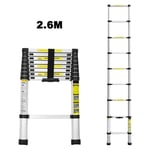 Echelle Télescopique 2.6M Silber Échelle pliante télescopique pliable extensible Échelle droite simple charge max. 150 kg - Tolletour