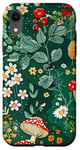 Coque pour iPhone XR Vert classique Paisley mignon Cottagecore Grenouille et champignon