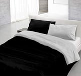 Italian Bed Linen CP-NC-Nero/Grigio Chiaro – 1PM Natural Color housse de couette double-face couleur unie avec taies d'oreiller, 100 % Coton, Noir/Gris, Small