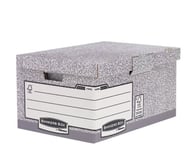 BANKERS BOX 10 System Flip Top Maxi Storage Boxe with Lids - Cardboard Storage Box with Lids for Office Storage - Archive Boxes with Handles - W37.8 x H29.3 x D54.5cm (Pack of 10) - Grey