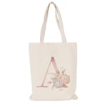 GlasFlength Sac en tissu imprimé, aquarelle initiale sac en coton 30 x 40 cm sacs en coton toile sac cabas sac de transport poignée 50 cm sac quotidien sac en jute