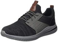 Skechers Homme Delson 3.0-Cigale Lacets élastiques tricotés à Enfiler, Noir/Gris, 41 EU Large