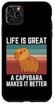 Coque pour iPhone 11 Pro Max Capybara rétro La vie est belle, un capybara la rend meilleure