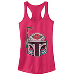 Star Wars Women's Boba Fett Helmet Racerback Tank Top, Raspberry, Small