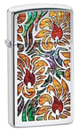 Zippo FUSION FLORAL DESIGN Windproof Lighter - slim, high polish chrome, Regular