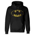 BATMAN DC Comics Distressed Logo Black Hoodie, Black, S