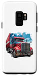 Coque pour Galaxy S9 Camion conducteur patriotique drapeau USA rouge blanc et bleu camions fourgon