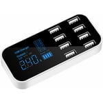 Lablanc - A9S Chargeur de Voiture Rapide 8 Ports Multi usb Écran lcd Chargeur de Téléphone 12V Hub usb pour Téléphone Tablette dvr, Noir