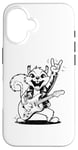 Coque pour iPhone 16 Squirrel jouant de la guitare rock and roll hommes femmes rock band