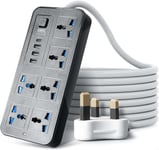 Extension Cable Lead With USB Power Strips Outlets USB Slots