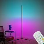 BRILONER - RGBIC LED Lampadaire avec télécommande, Lampe LED Magic RGB comme décoration de jeu, éclairage d'ambiance avec capteur de musique, lumière multicolore, noir, 1,43 m de hauteur