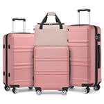 Kono Lot de 4 valises à Coque Rigide légère avec Serrure TSA et Sac de Cabine Ryanair, Nude, 4 Piece Sets, Ensembles de Bagages