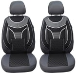 Housses de siège sur Mesure pour sièges de Voiture compatibles avec VW Caddy 3 2003–2010 conducteur et Passager FB : 906 (Gris/Noir)