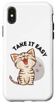 iPhone X/XS Take it easy with cute cat and cat paws design Case