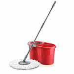 HomeSmith Quantum Cleaning Caddy Set-Microfibre Mop with 360° Spin & Bucket with Spin Dry-16, Red Colour, 16 Litre, HS120