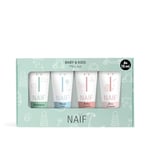 Naïf - Mini Coffret pour bébé et enfants - 4x15ML, 4 produits indispensable pour bébé et enfants, Végan, Formule sans plastique, Bioplastique