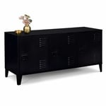 Buffet Bas 113 cm 3 Portes métal Noir Design Industriel