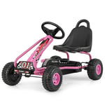 DREAMADE Kart à Pédale Enfant,Go-Kart d’Extérieur avec Charge Maximale 30KG,Siège Réglable,Frein,Embrayage,4 Roues pour 3-5 Ans Enfants,Filles,Garçons (Rose,86 x 50 x 55 cm)