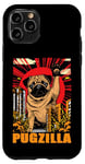 Coque pour iPhone 11 Pro Retro Pug Pugzilla Funny Dog Lover Japanese Movie Poster