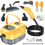 Kocusu Handheld Steam Cleaner for Sofa 2500W,Adjustable Steam Cleaner with LED Display,Portable Steam Cleaner with 3 Brush Heads,1100ml Steamer Cleaning for Kitchen (Yellow)