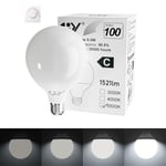 GY Ampoule LED E27 Dimmable, 9.5W Équivalent 100W, Blanc Froid 6500K 1521LM, Ampoules E27 LED Globe 95mm G95, Compatible avec Variateur de Lumière, Lot de 1