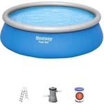 Kit Piscine hors sol autoportante BESTWAY - Fast Set - 457 x 122 cm - Ronde (Livrée avec filtre à cartouche + échelle de sécurité)