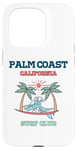 Coque pour iPhone 15 Pro Club de surf rétro de Palm Coast Beach en Californie