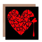 Gloomy Valentines Day Red Love Heart Dark Blood Blank Greeting Card