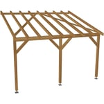 Carport adossé 6x3 - Tuilable pente 30% - Bois massif traité CL3 Marron - Robuste Sans la visserie et sans les pieds de poteaux