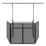 DB7 Mobile DJ Booth Deck Stand with Disco Lighting T-Bar & Foldable Black Panels