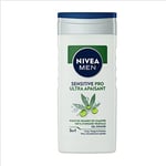 NIVEA MEN Gel douche Sensitive Pro Ultra Apaisant (1 x 250 ml), Gel de douche à la formule enrichie en Huile de Chanvre, Soin lavant pour peaux sensibles