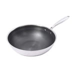 Exuberanter Wok Pan Stainless Steel Non Stick Wok For Induction Hob, Gas Cooker, 32CM