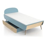 Lit enfant 90X200 cm bleu LINIA   