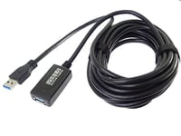 PremiumCord ku3rep5 Rallonge USB 3.0 avec répéteur 5 m, câble de données SuperSpeed jusqu'à 5 Gbit/s, câble de charge, USB 3.0 type A femelle vers mâle, couleur : noir, longueur : 5 m