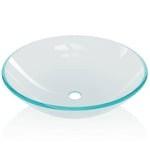 Lavabo verre trempe transparent lavabo vasque evier a poser bain 42 cm transparent