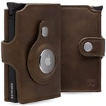 BEWMER Porte Carte de Crédit 2 Blindé | Portefeuille Slim pour Homme et Femme avec Protection RFID Anti-clonage | Porte Carte et Billets avec Porte-Monnaie (B2 Compatible avec Airtag, Marron)